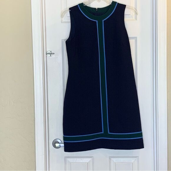 1901 Mini Shift Dress Navy Size 12 Blue and Green Accents - Picture 8 of 9